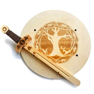 Juego de Espada y Escudo de Madera Árbol de la Vida Celta, Espada de Juego Personalizada - Imagen 1 de 7