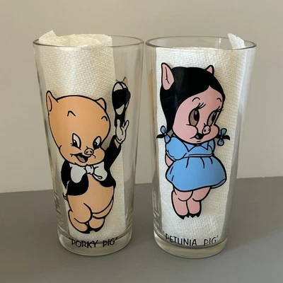 Pepsi Collector’s Glasses Series 1973 Looney Tunes Porky Pig and Petunia Pig #10 Foto 1 de 4