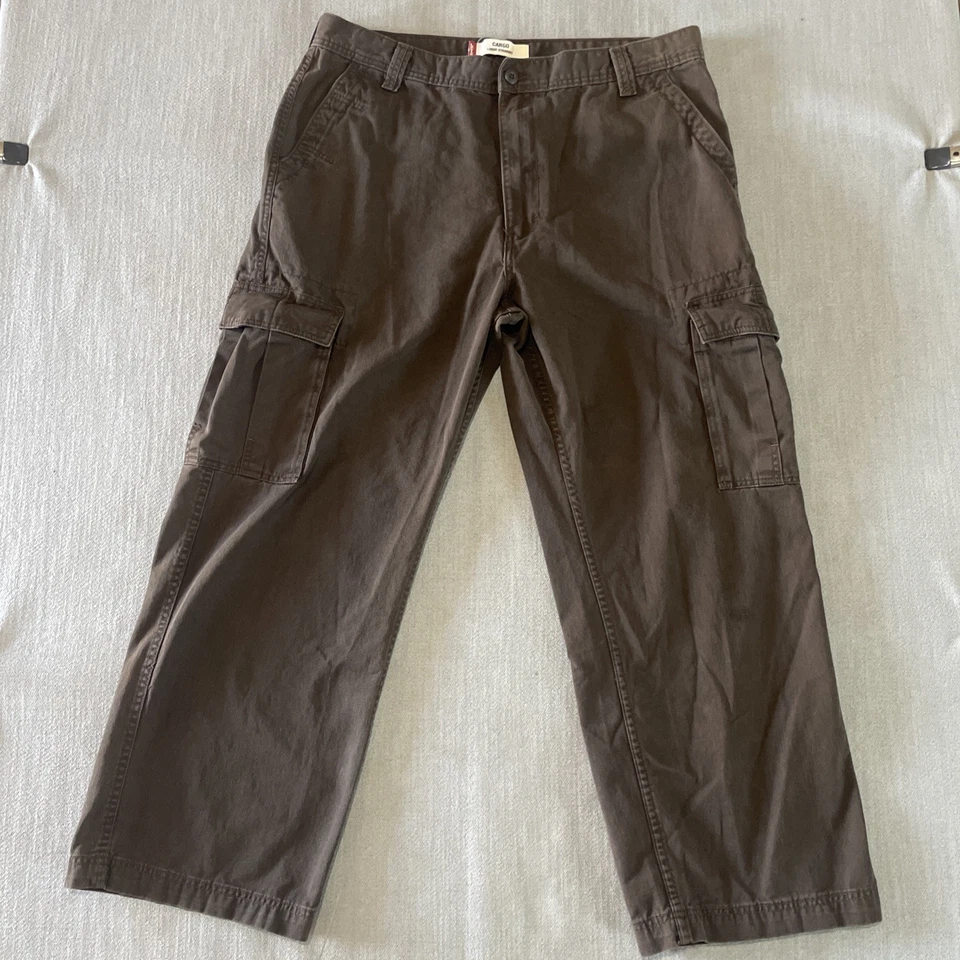 Pantalones cargo vintage Levis para hombre 38x30 marrón sueltos rectos ropa de trabajo utilitaria Y2K Foto 1 de 4