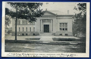 Library Greenwich Connecticut Postcard - Picture 1 of 2