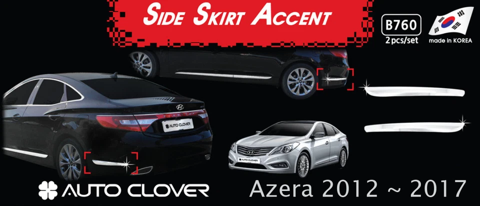 Decoración de faldón lateral cromado plateado B760 2 piezas para Hyundai Azera 2012~2017 Foto 1 de 2