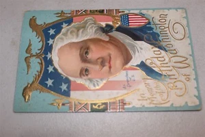 GEORGE WASHINGTON IN MEMORY OF THE BIRTHDAY -EMBOSSED POSTCARD UNUSED - Picture 1 of 2