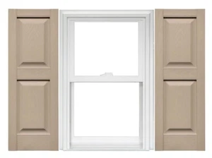1 Pair Of Raised Panel Vinyl Shutters 14.75in. Wide x 43in. Long Wicker Color - Picture 1 of 1