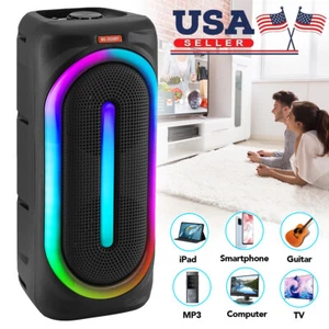 Dual 8" Portable Bluetooth Speaker Subwoofer Heavy Bass Sound System Party + Mic - Picture 1 of 13