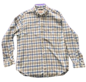 Vintage 90s Nautica Denim Multicolor Plaid Soft Cotton Button Up Shirt Large - Picture 1 of 4