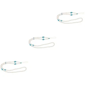  Set of 3 Turquoise Mobile Phone Chain Beaded Cellphone Lanyard Neck - Zdjęcie 1 z 12