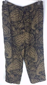 LIZ CLAIBORNE VTG (Reversible) Golden Brown Black Paisley Leopard Pants Plus 2P - Picture 1 of 8