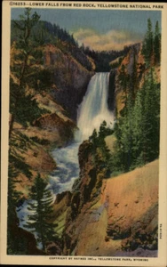 Wyoming Lower Falls Yellowstone National Park WY Postcard Thermopolis WY 1951 - Picture 1 of 2