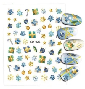 Christmas Nail Art Stickers Tough Thin Scrub 3D Nail Decals Christmas 8 pc Set - Picture 1 of 3