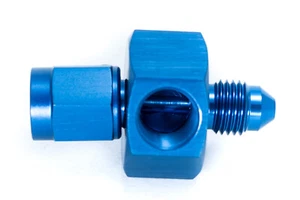 1/8" NPT Sensor Adapter Dash 3 Female/Male Thread Blue Anodized - Picture 1 of 3