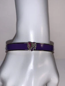 MODERN Jewelry VERA BRADLEY Plum Crazy Purple Heart Bangle Bracelet Opens - Picture 1 of 5