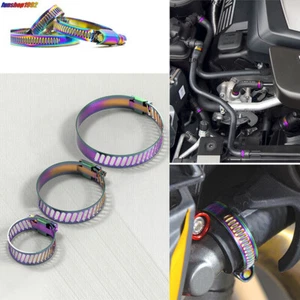 2 PCS Car Motorcycle 304 Stainless Steel Hose Clamp Burnt Titanium Multicolor - Picture 1 of 16