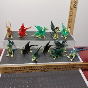 12 - Figura Dragón Vintage Plástico Duro 2.25" - Fantasía Medieval, Naranja, Marrón - Imagen 1 de 11