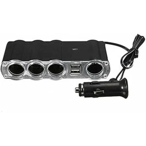 1 Set Car 4-Slot Cigarette Lighter Distributor With 2 USB Car Charger Adapter - Picture 1 of 6