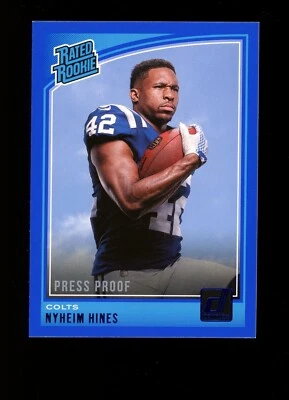2018 Donruss #327 Nyheim Hines Indianapolis Colts RC Rookie Blue Press Proof - Image 1 of 2