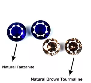 4 Stck. Brauner Turmalin & Tansanit 10,85 ct Runde Natürliche Edelsteine Lot Zertifiziert - Bild 1 von 7