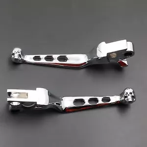 Leva frizione freno cranio cromato per Harley XL883 1200 Softail Dyna Cruiser FX - Picture 1 of 7