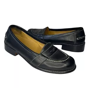 Cole Haan womens Size 7.5 black pebbled leather contrast stitch round toe loafer - Picture 1 of 10