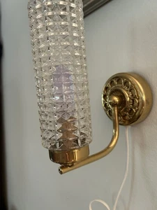 Pair Vintage Brass And Murano glass Italian Plug In Sconces - Picture 1 of 7