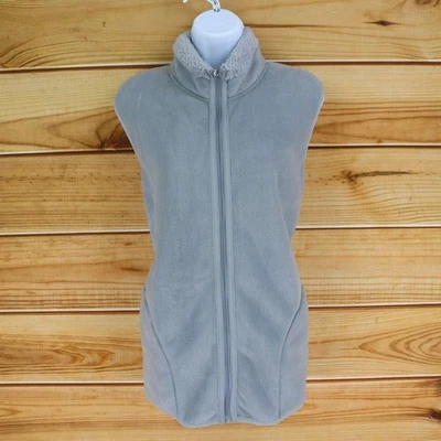 Chaleco deportivo Karen Scott cremallera completa para mujer talla XL gris bolsillos de lana súper suave Foto 1 de 4