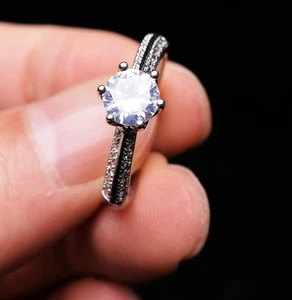 Anillo ajustable de piedras preciosas de moissanita natural de 6,3 * 6,3 mm AAAA - Imagen 1 de 6