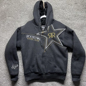 Fox Racing Rockstar Energy Zip Up Hoodie Men’s Size L Fur Lined Vintage Y2K EUC - Picture 1 of 18