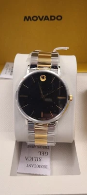 Reloj de cuarzo Movado 0607986 clásico museo esfera negra para hombre Foto 1 de 4