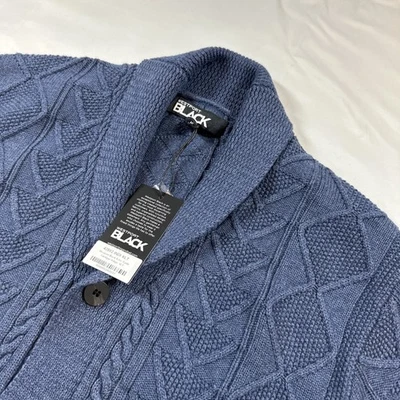 Westport Suéter Negro Tejido Para Hombre XLT Grande Algodón Lana Azul Cárdigan Nuevo Chal Foto 1 de 4