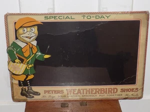 Vintage Peters Weatherbird Shoes Chalkboard Cardboard Sign - Picture 1 of 5