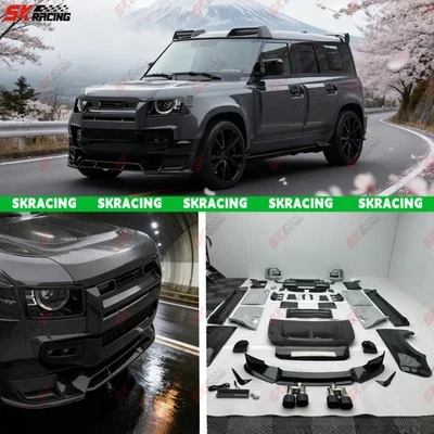 Kits de carrocería de faldones laterales labiales delanteros traseros para Land Rover Defender 110 fibra de carbono seca Foto 1 de 4