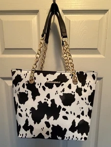 Montana West Purse Tote Bag  Cow Print Black NWOT - Picture 1 of 4