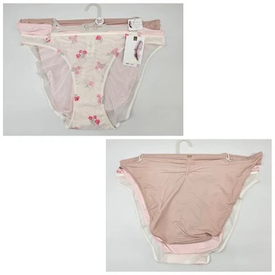 Paquete de 3 bragas de bikini de malla de encaje beige rosa crema Jessica Simpson para mujer S M L XL Foto 1 de 4