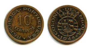 ANGOLA 1948 10 CENTAVOS COIN - Picture 1 of 1