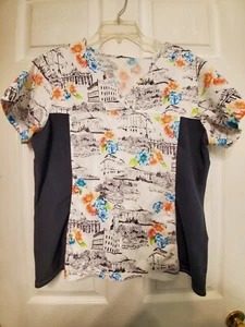 Scrub Top Size Medium-National Monument Print w/stretchy sides-Chest 22.5"/L 25" - Picture 1 of 4
