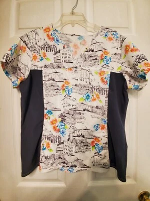 Scrub Top Size Medium-National Monument Print w/stretchy sides-Chest 22.5"/L 25" - Image 1 of 4