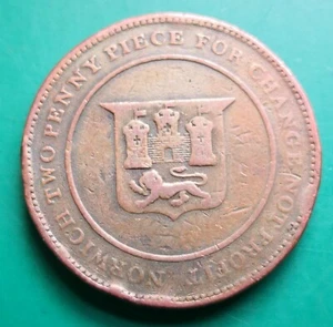 Norwich Rob Blake Copper Twopence Baumwolle und Bombazin Token #923 - Bild 1 von 2