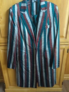 Green silk Hobby Horse Saddleseat day coat with vest and tie sz Large - Picture 1 of 10