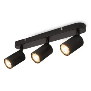 3 Way LED Ceiling Spotlight Fitting 39cm GU10 Lamp Adjustable Spots Black - Picture 1 of 10
