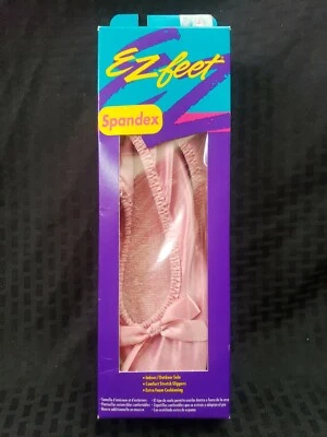 Vintage NOS EZ Feet Indoor Slippers House Shoes Pink Spandex Medium - Image 1 of 4
