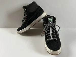 ZAPATOS DEPORTIVOS PUMA GAMUZA NEGROS DE CUERO DE CAÑA ALTA PARA MUJER TALLA 6,5 EN MUY BUEN ESTADO - Imagen 1 de 12