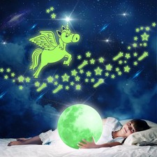 Glow in The Dark Stars,Assorted 1 Unicorn,1 Full Moon,95 Stars,12 Meteor Dreamy 