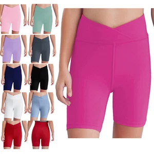 Kids Girls High Waisted Swim Shorts Yoga Dance Gymnastics Pants Running  Workout - Picture 1 of 66