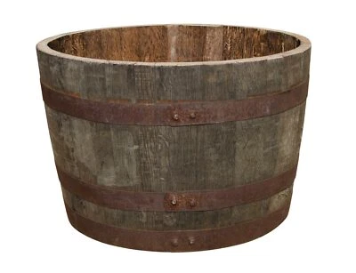 Whiskyfaß Whiskeyfass Pflanzkübel Holz Faß Holzfaß Miniteich halbiert Eichenfaß - Bild 1 von 4