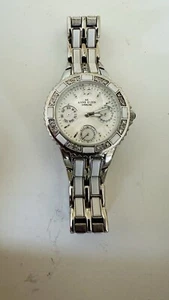 Anne Klein Diamond Watch Women 25mm Silver Tone White MOP Dial - Picture 1 of 4