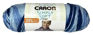 Yarnspirations Caron Simply Soft Yarn Skein “Saturday Blue Jeans Ombre 5 Oz NEW - Picture 1 of 2