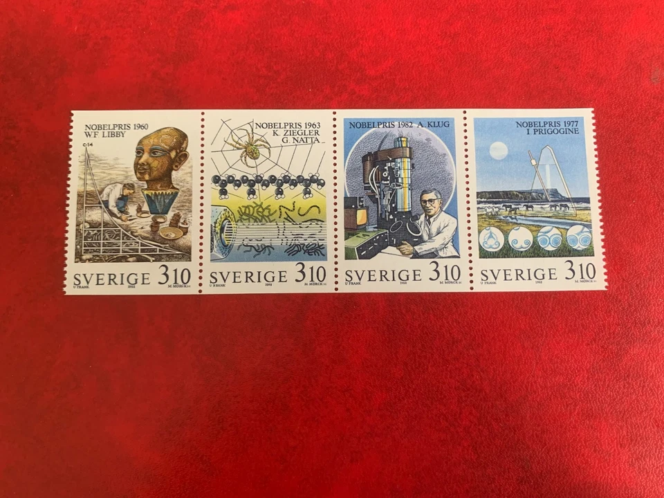 SWEDEN 1988 MNH BOOKLET PANE NOBEL CHEMISTRY LAUREATES CARBON DATING MICROSCOPE - Image 1 of 1