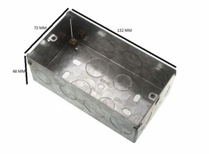 Flush Mount Metal Pattress Electric Back Box Double 2 Gang 47mm Pack Of 2 - Picture 1 of 1