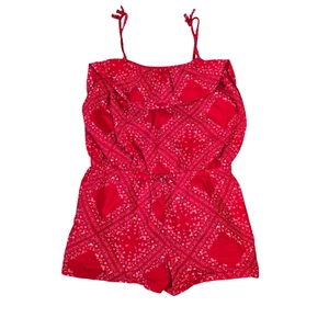 OshKosh B'gosh Romper Girls Size 12 Red Bandana Print Sleeveless Summer Cotton - Picture 1 of 10