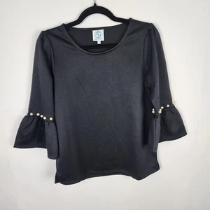 Tracy Negoshian Women's Bell Sleeve Pearl Detail Modest Blouse SIZE XS - Picture 1 of 6