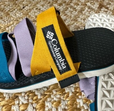 Columbia Alava Women's Slides Casual Shoes Yellow Purple Blue Sandals #705 Foto 1 de 4